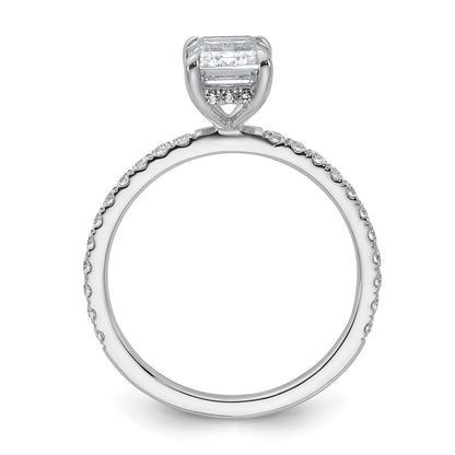 14K White Gold 2 carat Certified Lab Grown Diamond VS/SI+ G+ Emerald Complete Solitaire with Flair Engagement Ring