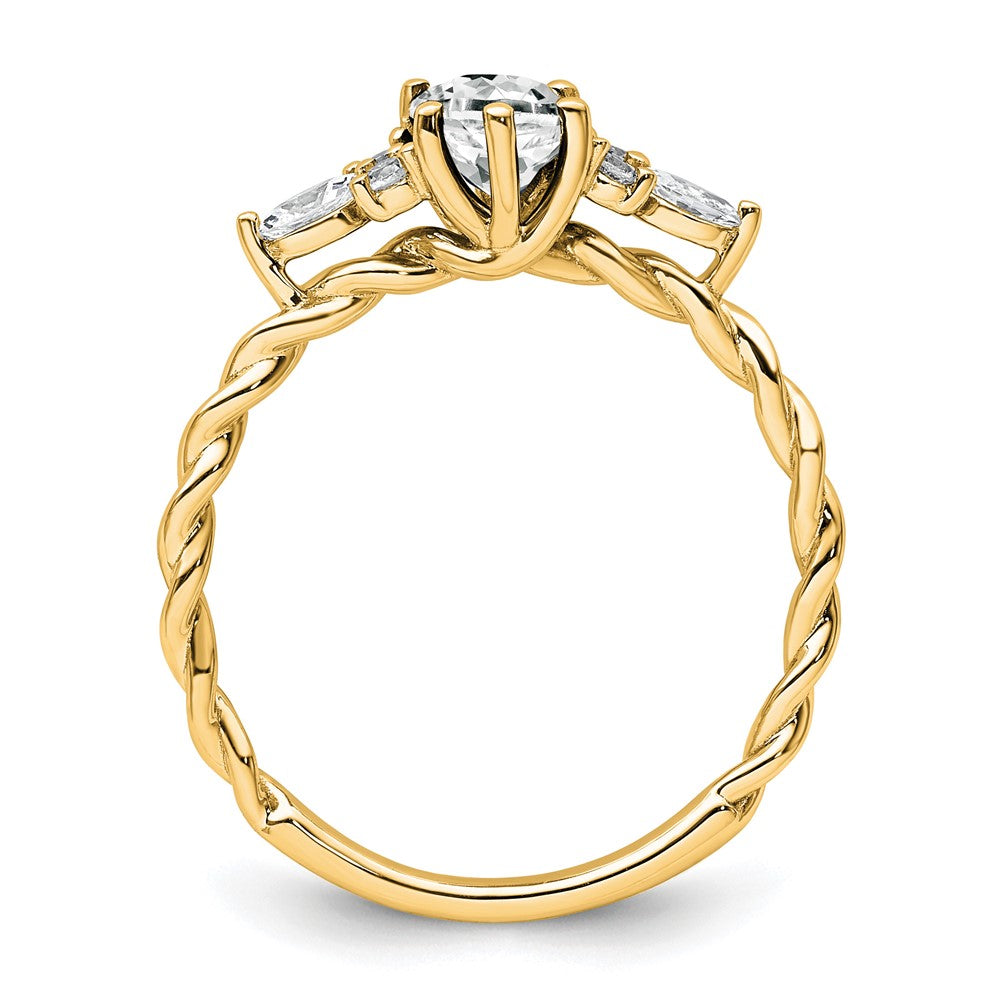 14K Yellow Gold Diamond and 7x5 Oval April/ Topaz Size 7 Twisted Ring