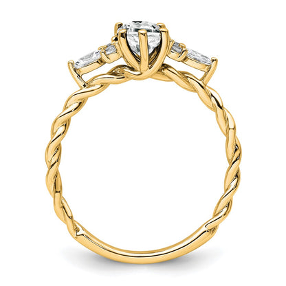 14K Yellow Gold Diamond and 7x5 Oval April/ Topaz Size 7 Twisted Ring