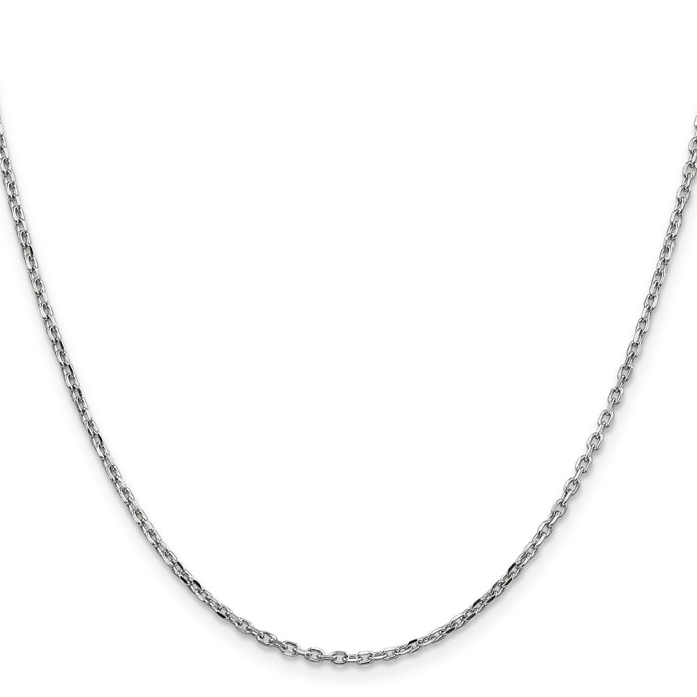14K White Gold 20 Inch 1.8mm Diamond-cut Round Open Link Cable with Lobster Clasp Chain