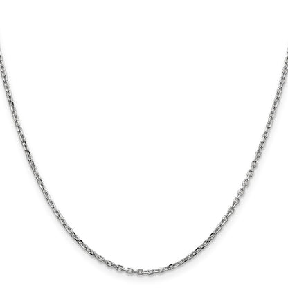 14K White Gold 20 Inch 1.8mm Diamond-cut Round Open Link Cable with Lobster Clasp Chain
