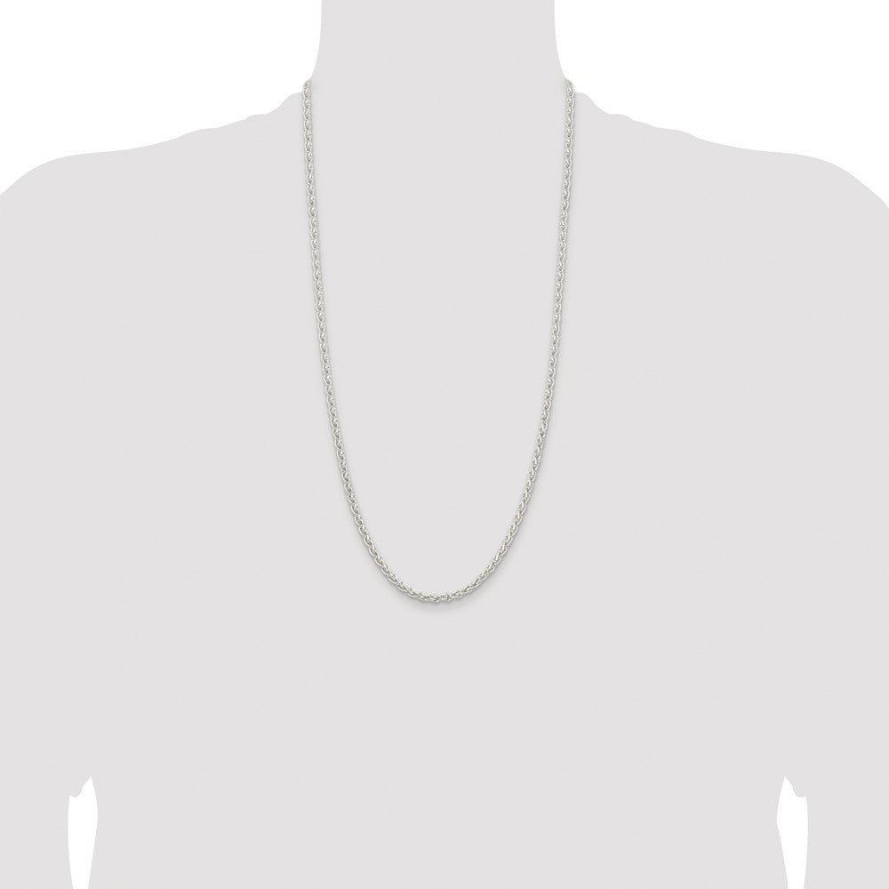 Sterling Silver Rhodium-plated 3.7mm Round Spiga 28 Inch Chain