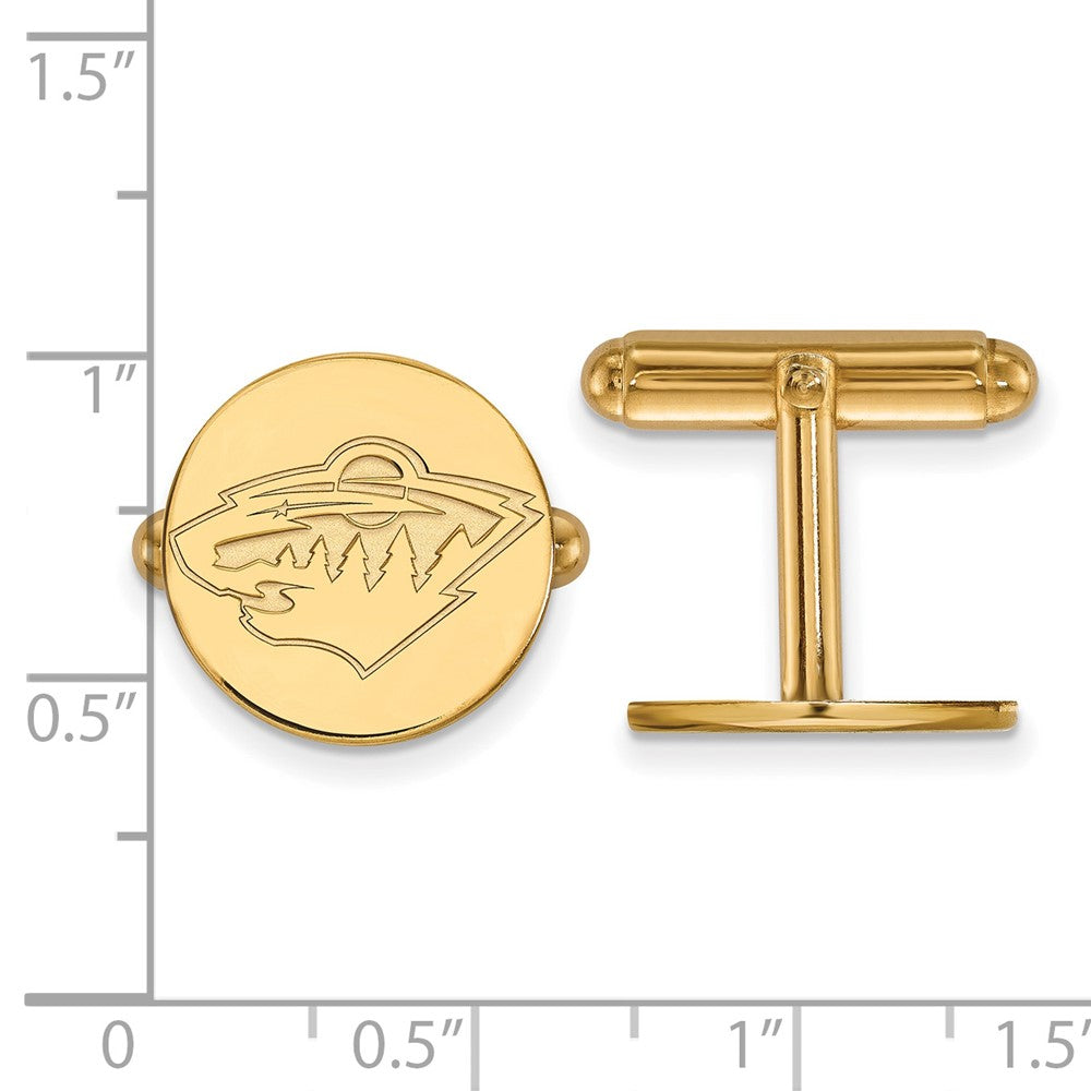 14K Yellow Gold Gold NHL LogoArt Minnesota Wild Cuff Links