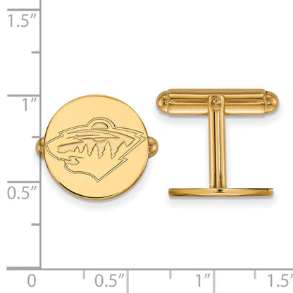 14K Yellow Gold Gold NHL LogoArt Minnesota Wild Cuff Links