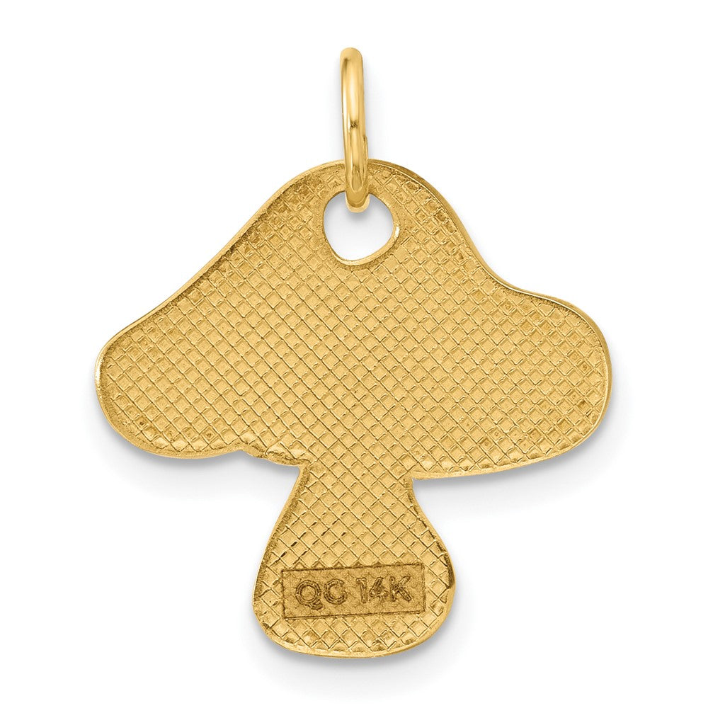 14K Yellow Gold Enameled Flat Toadstool Charm