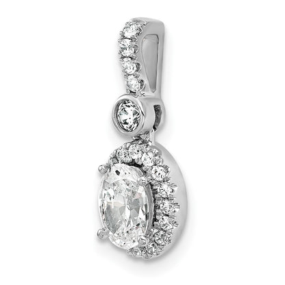14K White Gold 1 carat Lab Grown Diamond VS/SI+ G+ Oval Complete Halo Pendant