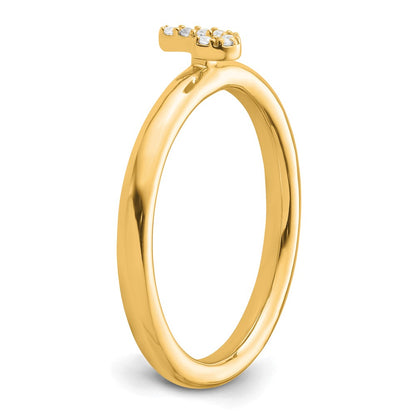 14K Yellow Gold Stackable Diamond Initial J Size 7 Ring