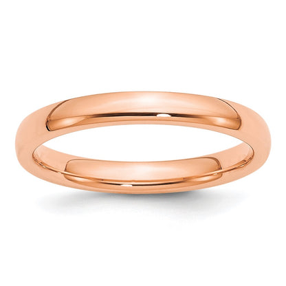 14KR Rose Gold 3mm Standard Comfort Fit Wedding Band Ring