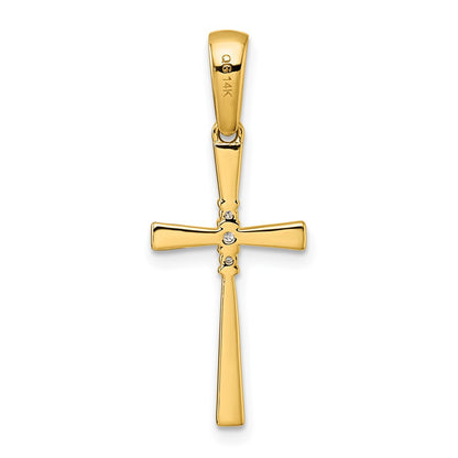 14K Yellow Gold 1/20 carat Diamond Cross Pendant
