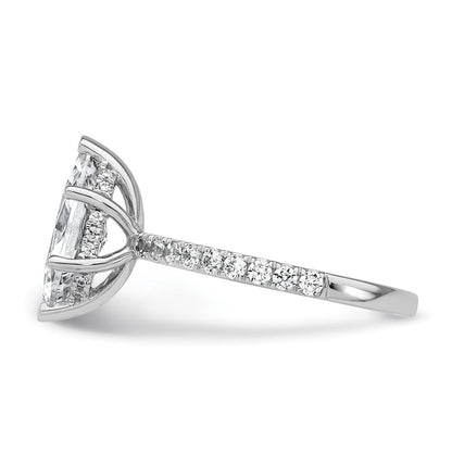 14K White Gold 2 5/8 carat Certified Lab Grown Diamond VS+ F+ Marquise Complete Solitaire with Flair Engagement Ring