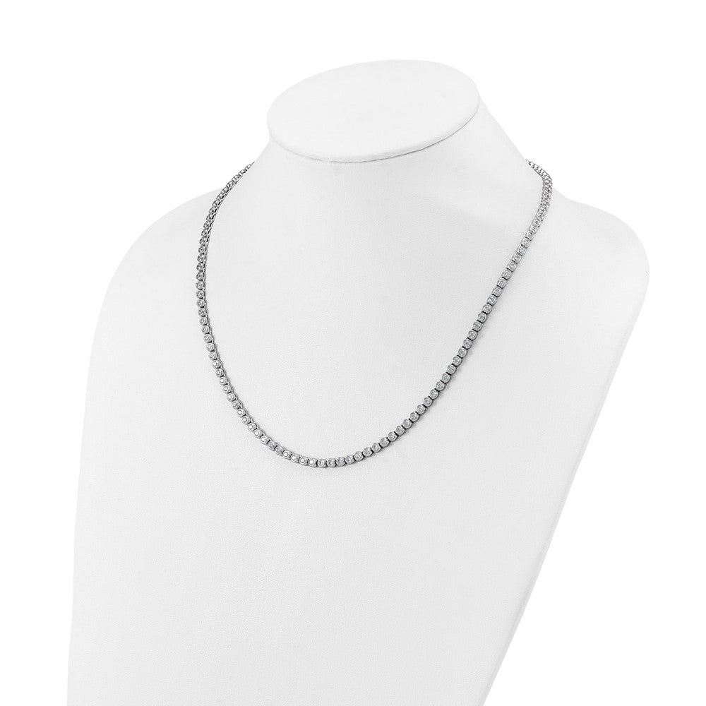 Sterling Shimmer Sterling Silver Rhodium-plated Bezel Set 2.5mm CZ 125 Stone 20 Inch Necklace