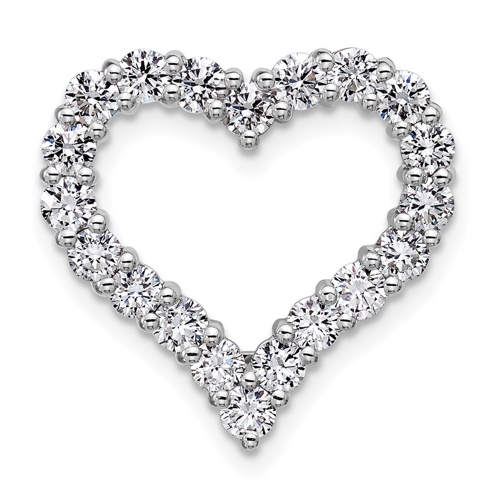 14K White Gold 1 1/2 carat Lab Grown Diamond VS+ F+ Complete Heart Chain Slide Pendant