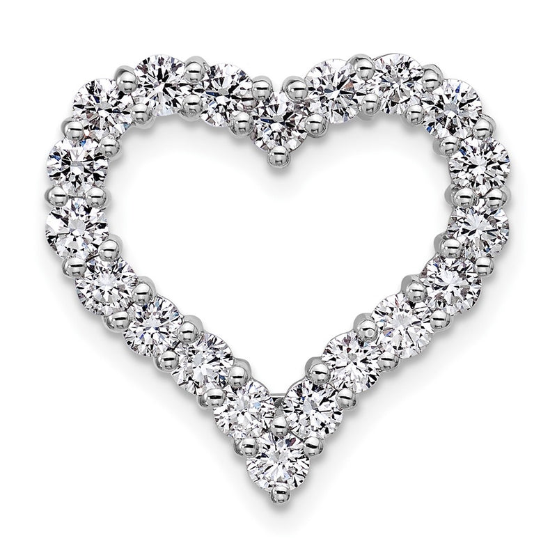 14K White Gold 1 1/2 carat Lab Grown Diamond VS+ F+ Complete Heart Chain Slide Pendant