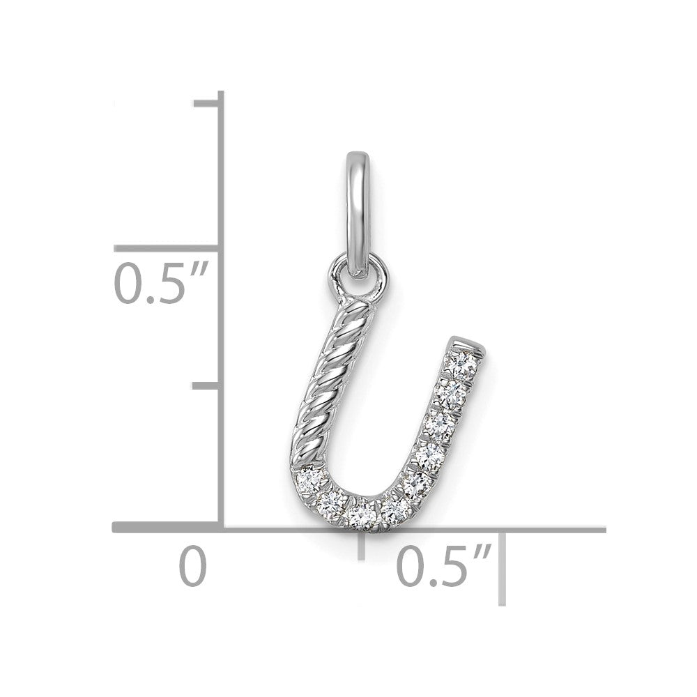 14K White Gold Twisted .10 ct. Diamond Initial U Charm