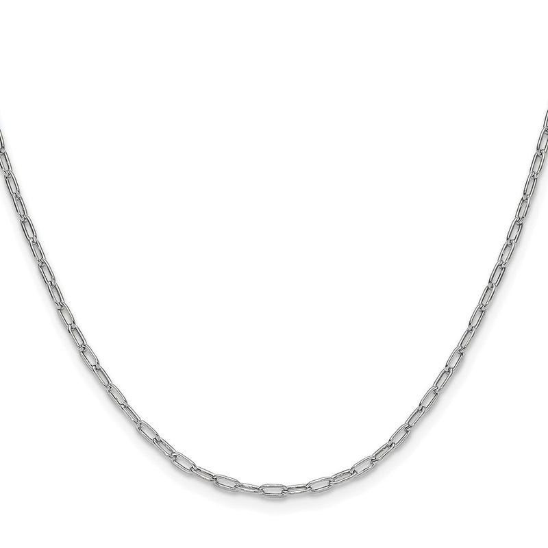 14K White Gold 2.2mm Semi-Solid Beveled Paperclip 20 Inch Chain