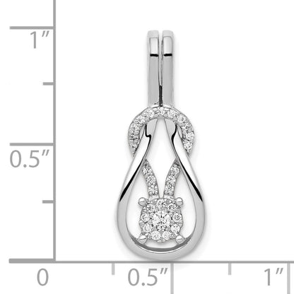 14K White Gold 1/6 carat Diamond Knot Slide Fits up to 2mm Regular/3mm Fancy or Reversible Omega