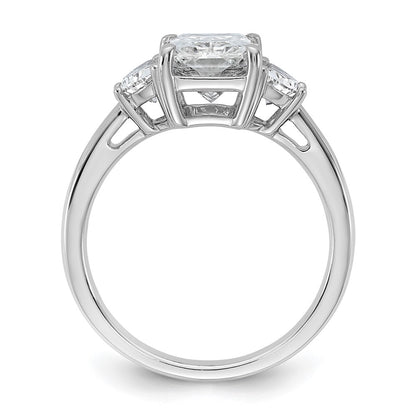 14K White Gold 5/8 carat Lab Grown Diamond VS/SI+ G+ Half Moon 2 1/2 carat Radiant Center Semi Mount Engagement Ring