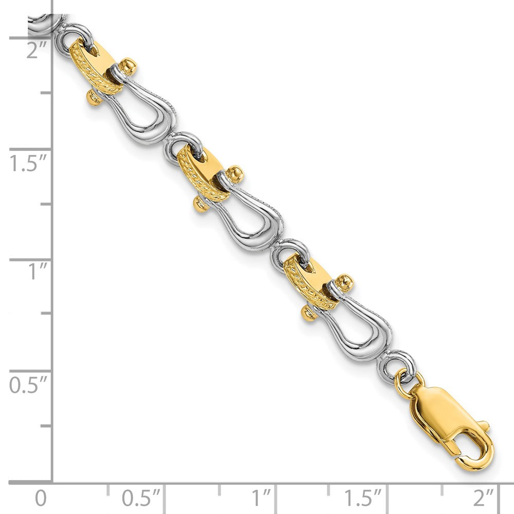 14K Two-Tone Gold Two-tone Polished Anchor Shackle 8 Inch Bracelet