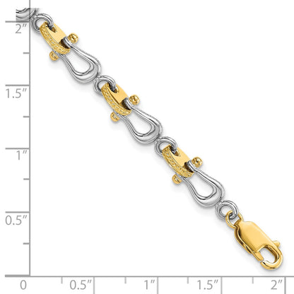 14K Two-Tone Gold Two-tone Polished Anchor Shackle 8 Inch Bracelet