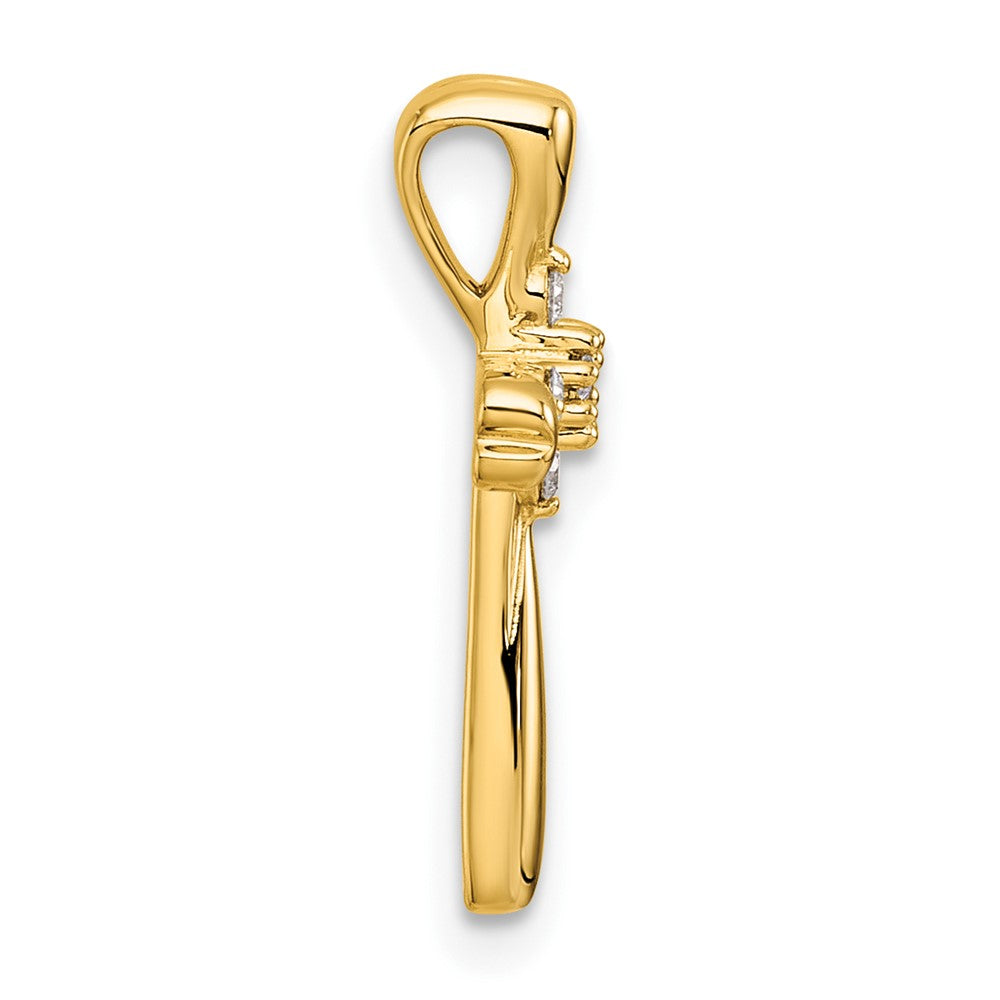 14K Yellow Gold 1/10 carat Diamond 5-Stone Cross Slide Pendant