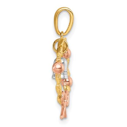 14K Two-Tone Gold Two-tone with -plating Polished Wreath With Dangle Bell Charm