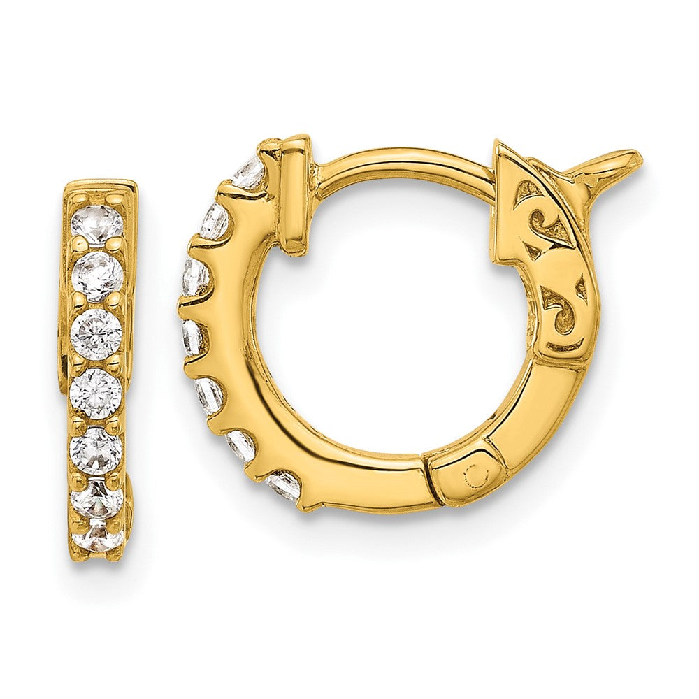 14K Yellow Gold .31 carat Diamond Round Hoop w/Safety Clasp Earrings