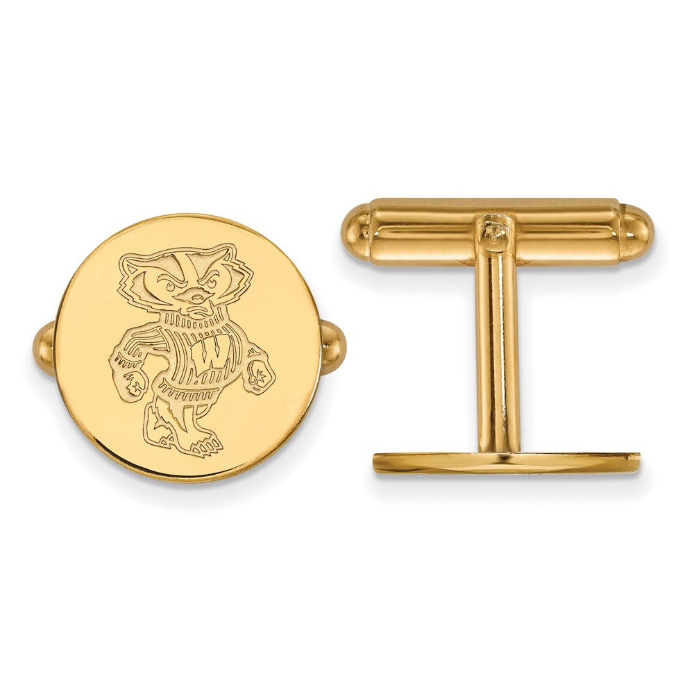 14K Yellow Gold Gold LogoArt University of Wisconsin Badger Cuff Links