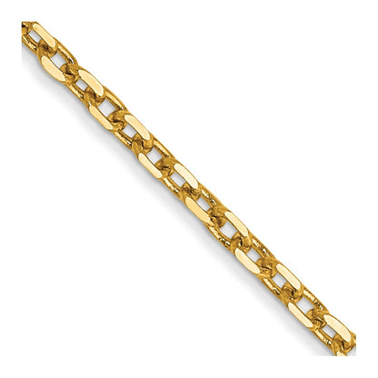 14K Yellow Gold 18 Inch 1.8mm Diamond-cut Round Open Link Cable with Lobster Clasp Chain