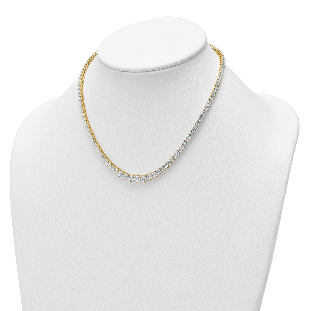 14K Yellow Gold 15 1/10 carat Lab Grown Diamond VS/SI+ G+ Complete Round 16 Inch Graduated Tennis Necklace
