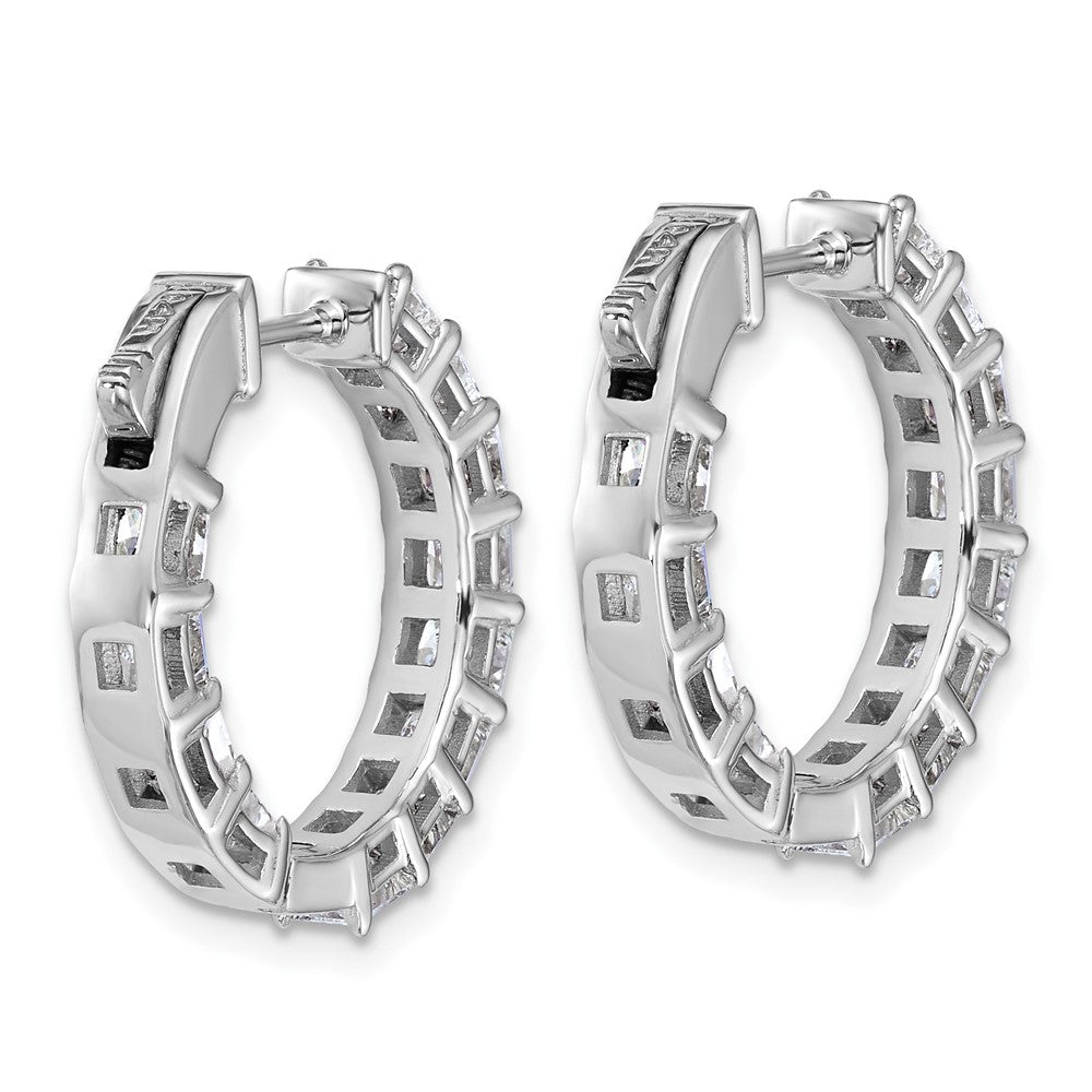 14K White Gold Inside/Outside Cert Lab Grown VS DEF Princess Diamond Hoop Earrings