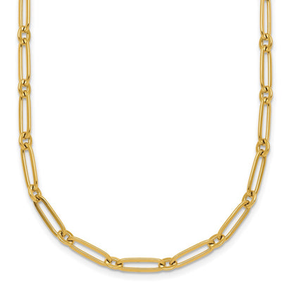 14K Yellow Gold Polished 3.75mm Paperclip and Round Link 18 Inch Necklace