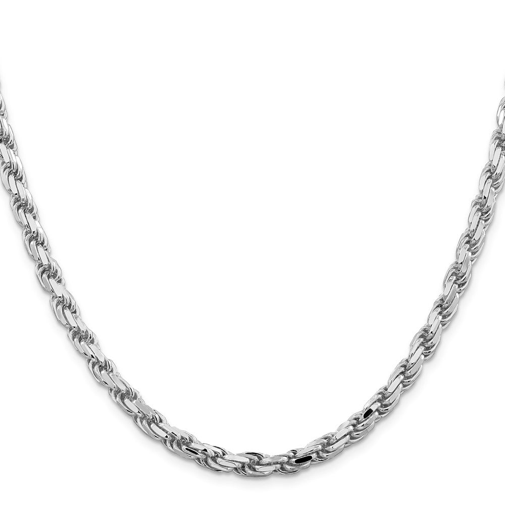 Sterling Silver Rhodium-plated 5.75mm Diamond-cut Rope 30 Inch Chain