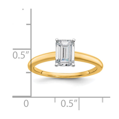 14K Two-Tone Gold Two-tone 1 carat Lab Grown Diamond VS+ F+ Emerald Solitaire Complete Engagement Ring