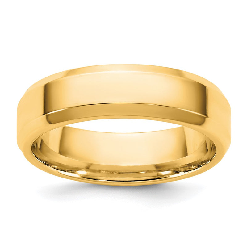 14K Yellow Gold 5.5mm Bevel Edge Comfort Fit Wedding Band Ring