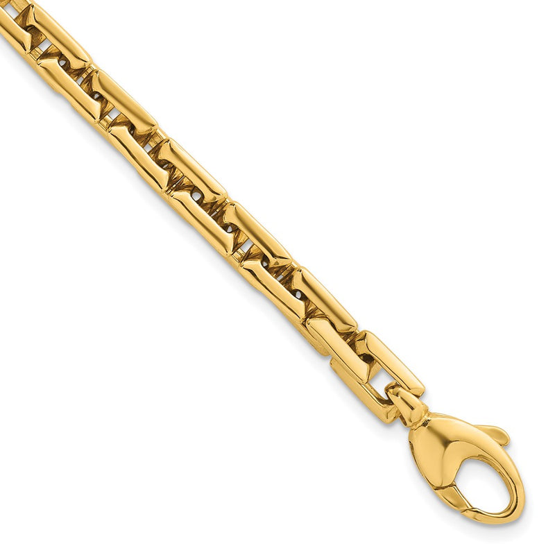 14K Yellow Gold Polished 6.25mm Fancy Square Link 7.25 Inch Bracelet
