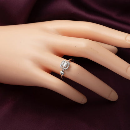 14K White Gold Heart Baguette Diamond Ring