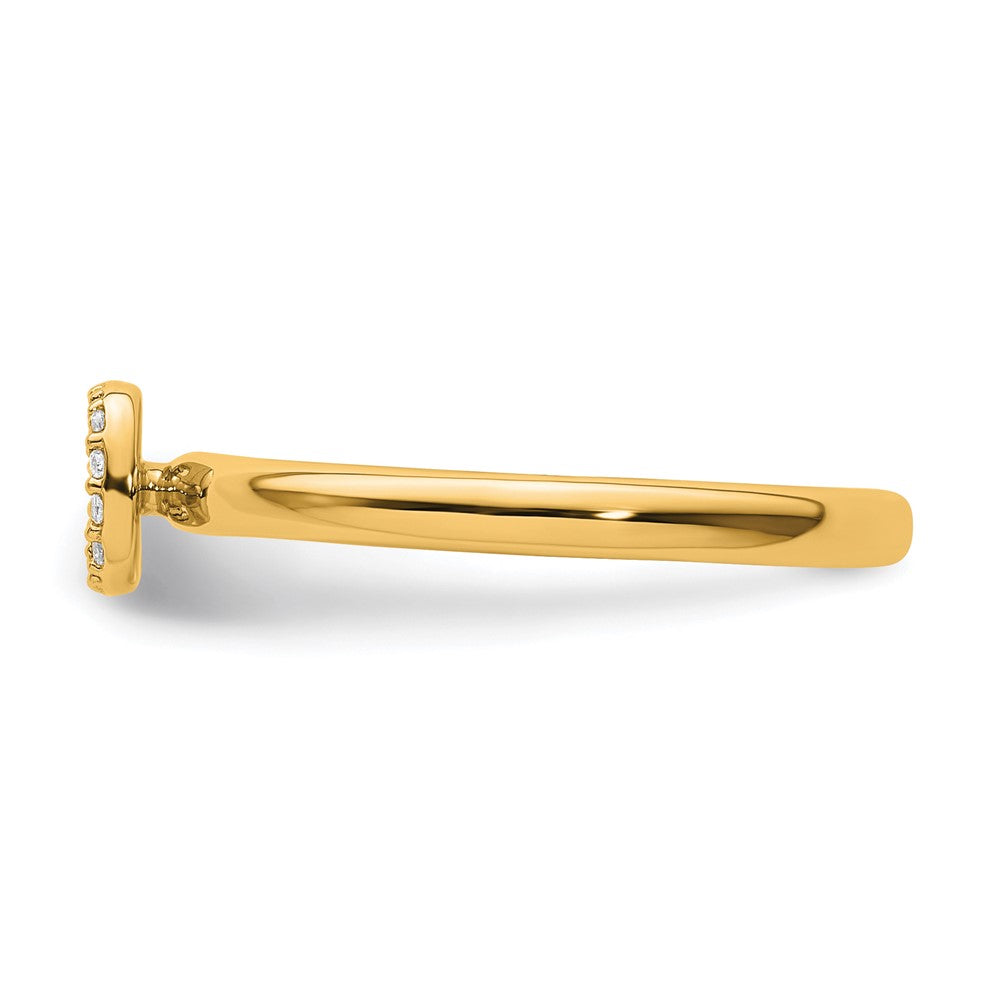 14K Yellow Gold Stackable Diamond Initial D Size 7 Ring