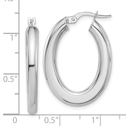 14K White Gold 3x29mm Polished Oval Tube Hoop Earrings