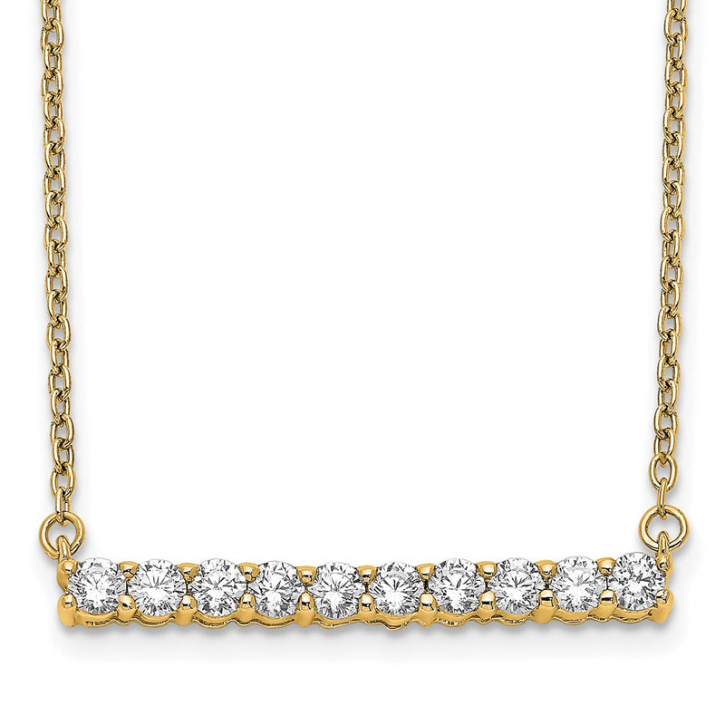 14K Yellow Gold Polished 1/2 carat Diamond Bar 18 Inch Necklace