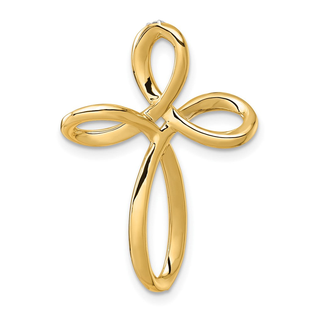 14K Yellow Gold 1/3 carat Diamond Cross Omega Slide
