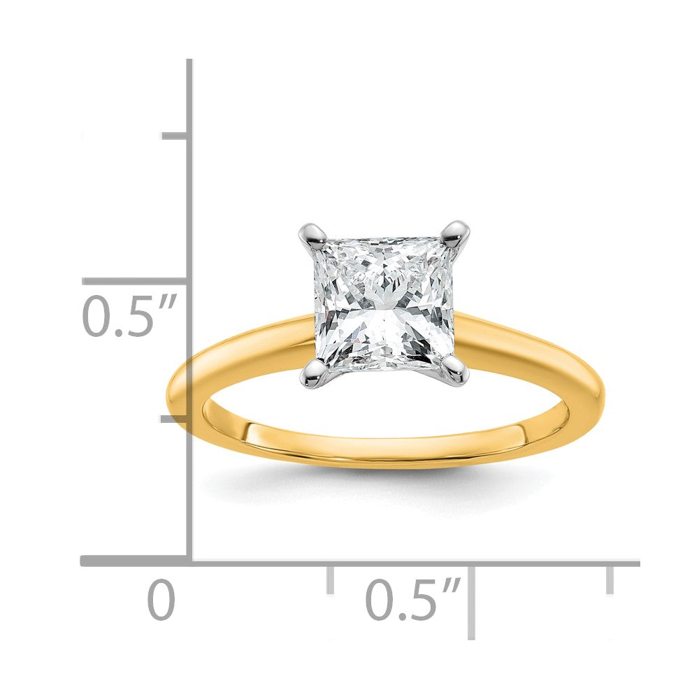 14K Two-Tone Gold Two-tone 1 1/2 carat Lab Grown Diamond VS+ F+ Princess Complete Solitaire Engagement Ring
