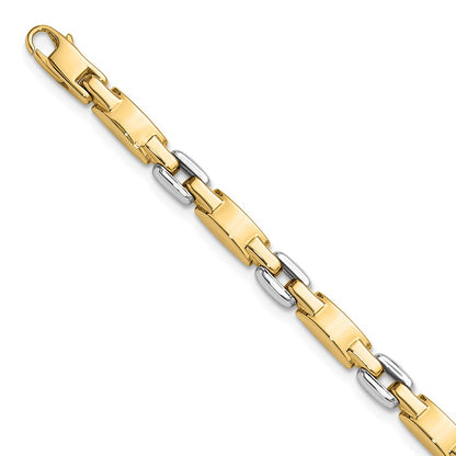 14K Two-Tone Gold Two-tone Polished 4.8mm Fancy Link Chain Bracelet