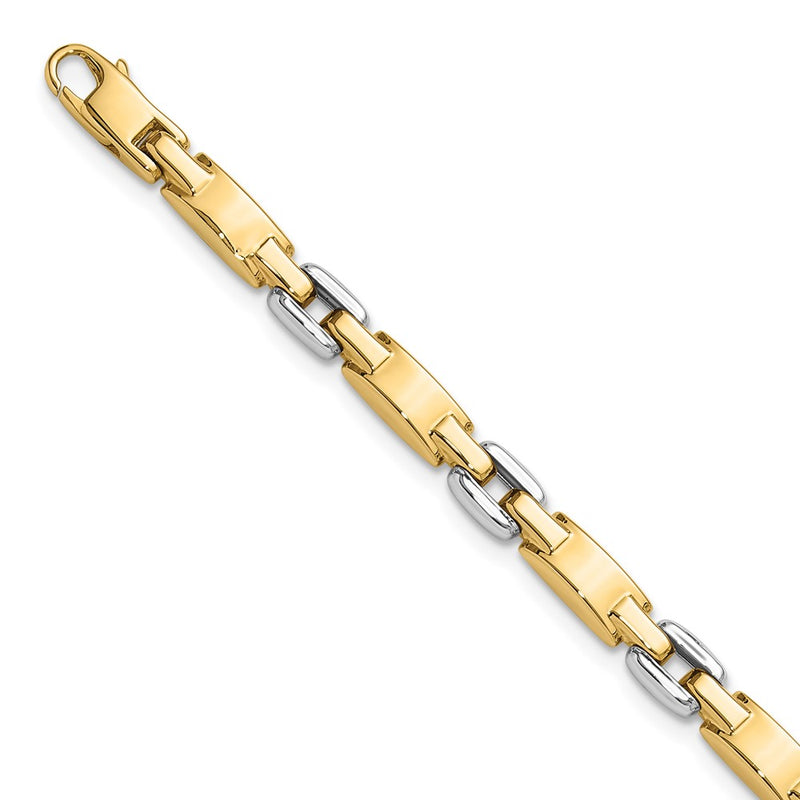 14K Two-Tone Gold Two-tone Polished 4.8mm Fancy Link Chain Bracelet