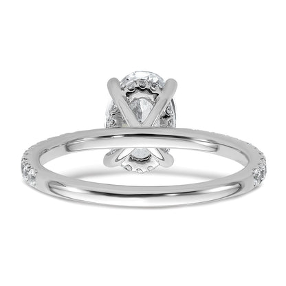 14K White Gold 1 7/8 carat Certified Lab Grown Diamond VS/SI+ G+ Oval Complete Solitaire with Flair Engagement Ring