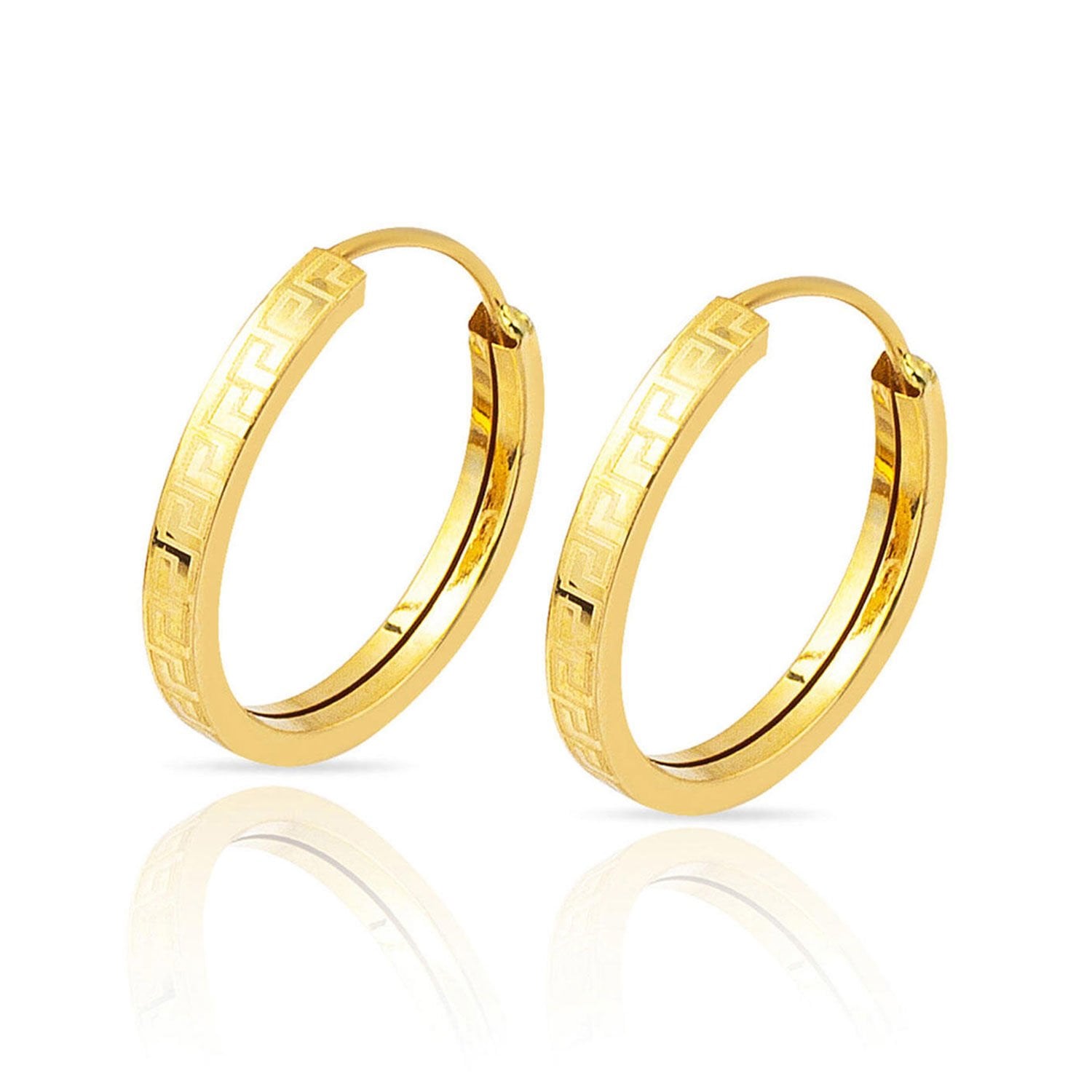14K Yellow Gold Designer Inspired 3 cm Diameter Hoop Earrings (1.36 g)