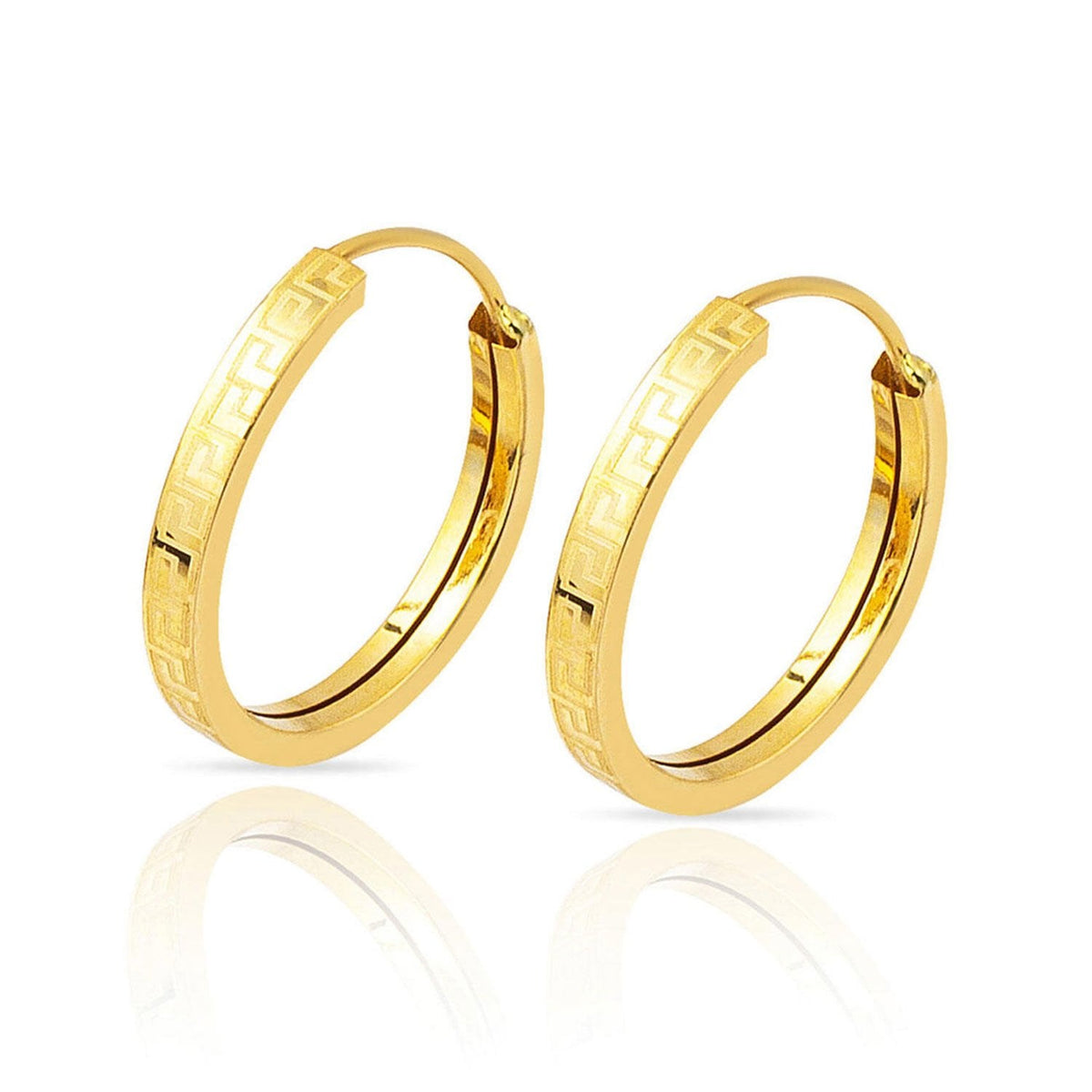 14K Yellow Gold Designer Inspired 3 cm Diameter Hoop Earrings (1.36 g)