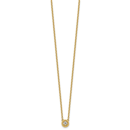 14K Yellow Gold Polished and Twisted 1/10 carat Diamond 18 Inch Necklace