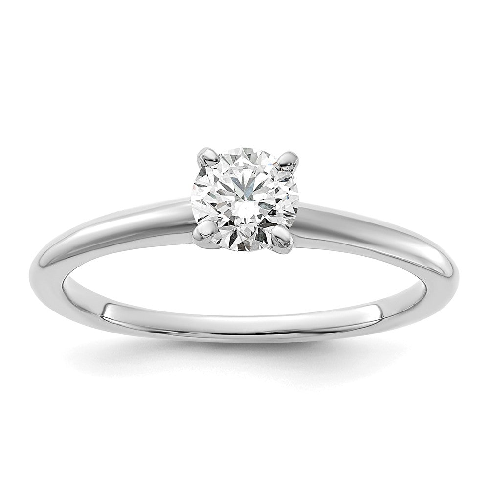 14K White Gold 1/2 carat Lab Grown Diamond VS+ F+ Round Complete Solitaire Engagement Ring