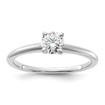 14K White Gold 1/2 carat Lab Grown Diamond VS+ F+ Round Complete Solitaire Engagement Ring