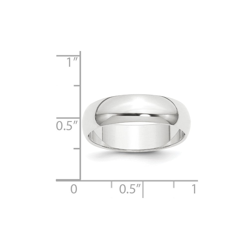 Platinum 6mm Half Round Featherweight Wedding Band Ring